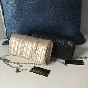 2 for 1 Sasha Metallic Gold & Black Clutch-purses